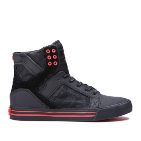 Mens Supra High Top Shoes SKYTOP Black/black/Risk Red | AU-62156